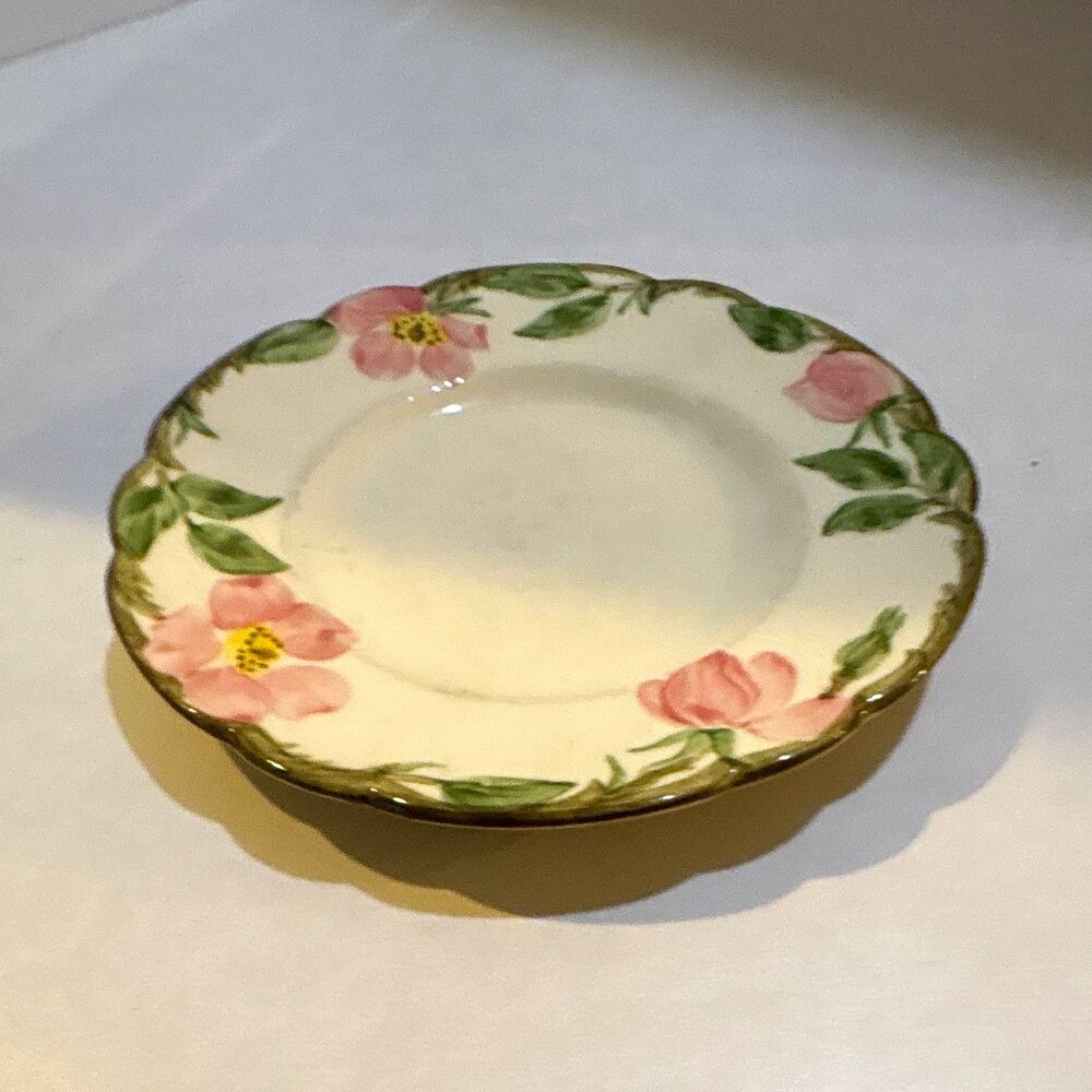 Vintage Franciscan Floral Rim Ceramic Saucer Glossy Round Made in California USA